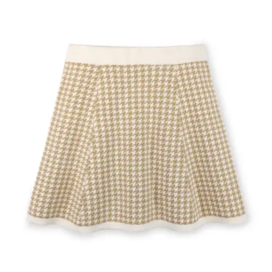 Hope & Henry Girls' Organic Cotton Houndstooth Pull-On Sweater Skirt, Kids image {4}