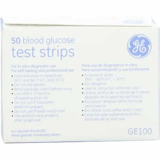 GE100 BLOOD GLUCOSE TEST STRIPS 50 CT image {2}