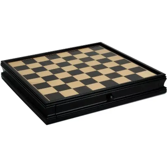 WE Games Golf Chess & Checkers Game Set - Pewter Chessmen & Black Stained Wood Board with Storage Drawers 15 in. image {4}