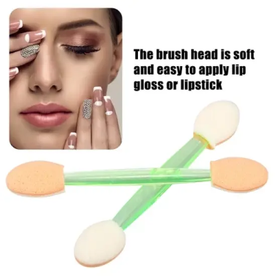 Unique Bargains Short Sponge Dual Sides Eye Shadow Makeup Brushes Applicator Light Green Clear 50 PCS image {1}