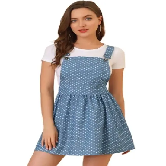 Allegra K Women's Pattern Overall Adjustable Shoulder Suspender Straps Mini Skirt image {9}