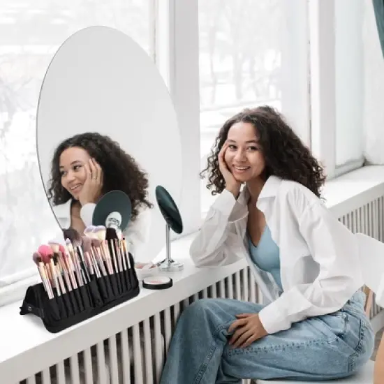 Byootique Makeup Brush Bag Foldable Holder Organizer Portable Travel Artist Case BLACK image {2}