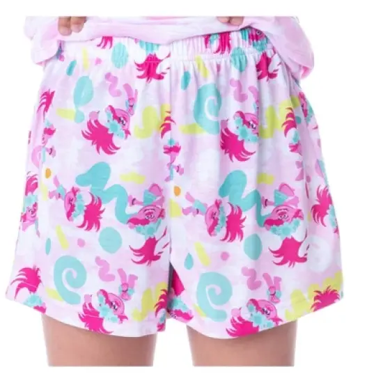 Dreamworks Trolls Girls' Poppy Happy Sleep Pajama Set Shorts Crewneck Multicolored image {3}