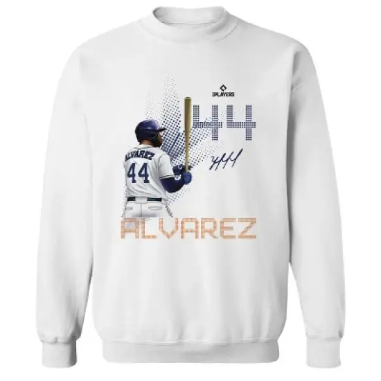 MLBPA Men's Alvarez Pw Licensed Houston Astros Jordan Alvarez Houstondynamic Pose 44 Long Sleeve Graphic Cotton Pullover Sweatshirt - White S image {4}