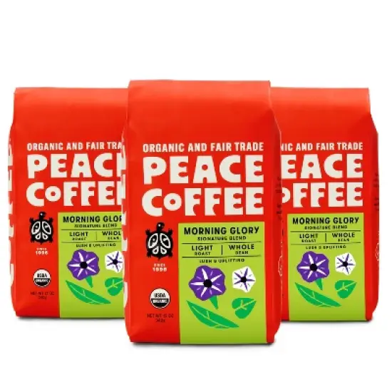 Peace Coffee Morning Glory Light Roast Whole Bean Coffee - 36oz/3ct image {4}