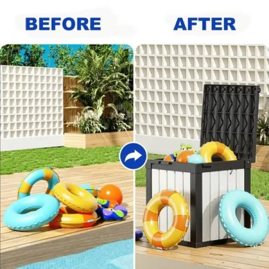 MAYEERTY 50 Gallon Large Capacity Outdoor Deck Box for Patio Furniture Cushions, Pillow with Wheels image {5}