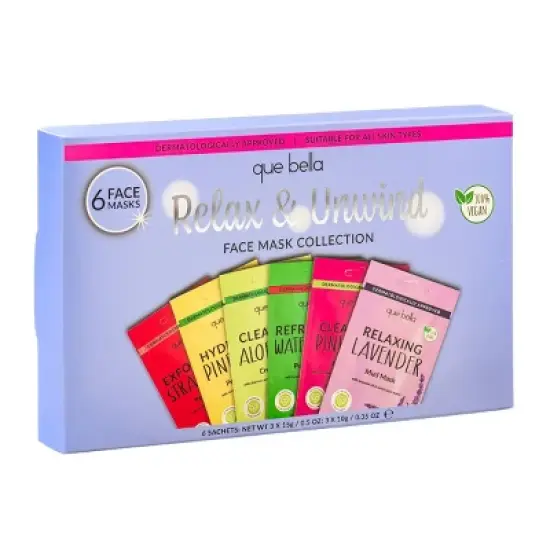 Que Bella Relax & Unwind Face Mask Collection - 6pc image {1}