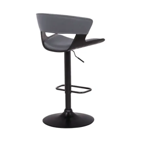 Karine Adjustable Swivel Faux Leather Metal Barstool Gray/Black - Armen Living image {3}