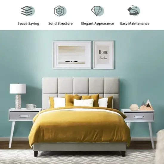 Costway Set of 2 Mid-Century Nightstand End Accent Bedside Table W/ Drawer Rustic White\Brown image {4}