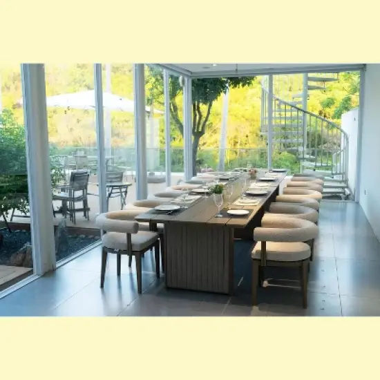 PURPLE LEAF Patio Dining Set Luxury Modern Conversation Set Aluminum Large Rectangle Dining Table and Chairs image {1}