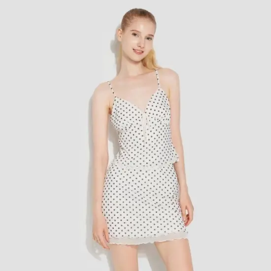 Women's Mesh Top - Wild Fable&trade; Off-White Polka Dots image {2}