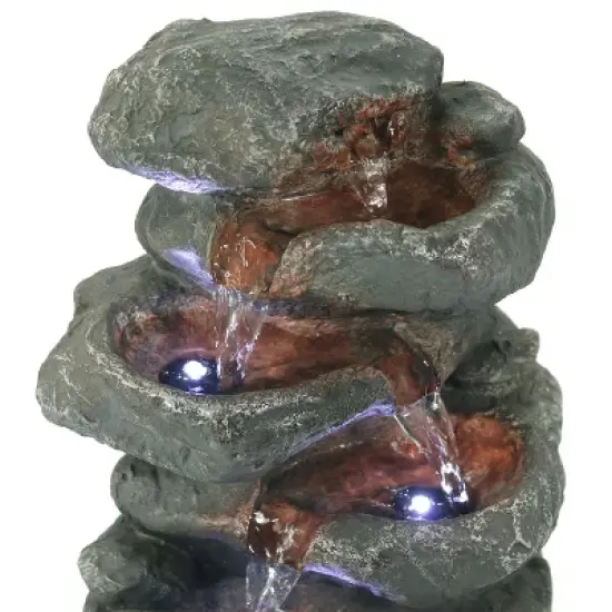 Sunnydaze Indoor Home Decorative Relaxing Stacked Rocks Tabletop Water Fountain with LED Lights - 10" image {3}