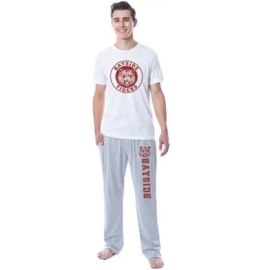Saved By The Bell Mens' Bayside Tigers Logo Icon Symbol Sleep Pajama Set Multicolored image {4}
