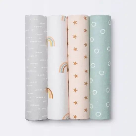 Flannel Baby Blankets Rainbow - Cloud Island&trade; 4pk image {3}