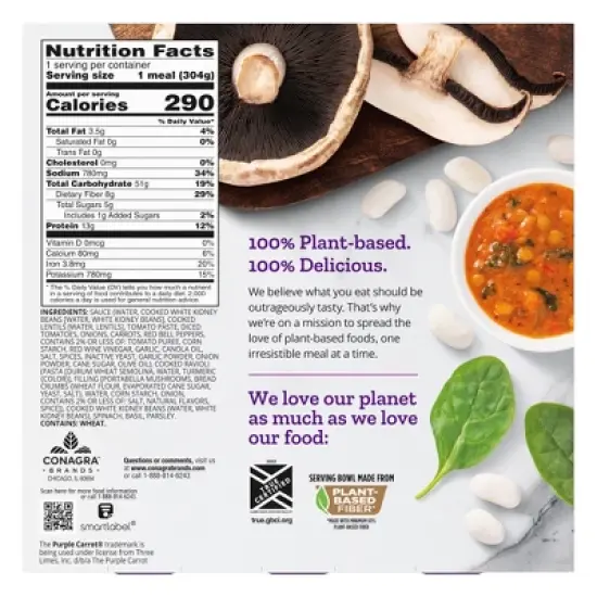 Purple Carrot Frozen Vegan Plant Based Portobello Mushroom Ravioli - 10.75oz image {6}