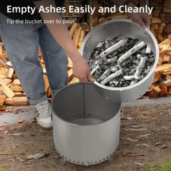 Smokeless Fire Pit with Removable Ash Pan, Fire Poker Included - Compact Design image {6}