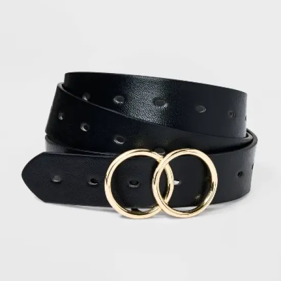Women's Double Buckle Belt - Ava & Viv&trade; Black image {3}
