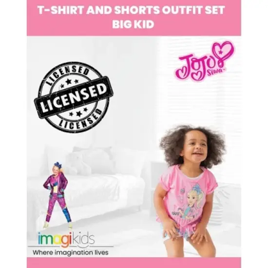 JoJo Siwa Girls T-Shirt and French Terry Shorts Outfit Set Little Kid to Big Kid image {2}