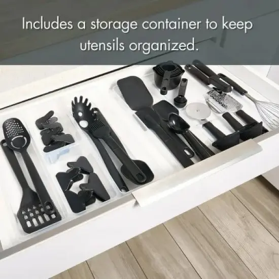 Racxily 36-Piece Kitchen Gadget & Utensil Set with Drawer Organizer &uml;C Black, Cooking & Baking Essentials Kit image {1}