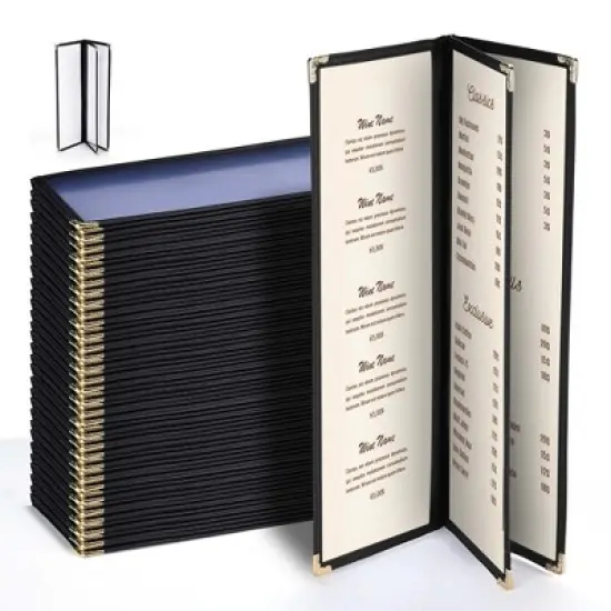 WeChef 30 Pcs Restaurant Menu Covers Holders for 4.25 x 14" Paper 3 Page 6 View image {9}