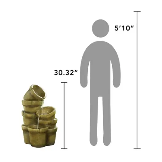 Teamson Home Outdoor Cascading Stacked Pot Waterfall Fountain, Brown image {5}