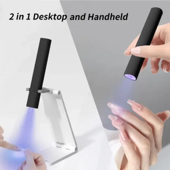 UV Light for Gel Nails, Mini U V LED Nail Lamp Handheld with Stand, Portable Nail Dryer Rechargeable USB Cordless for Fast Drying, Black image {2}