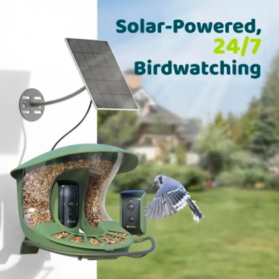 Smart Bird Feeder with Camera, Dual-Angle Views,AI Identifies 6000+ Birds,Solar-Powered, Motion Detection image {7}