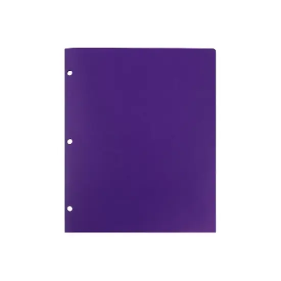 JAM Paper Heavy Duty Plastic 3 Hole Punch Two-Pocket School Folders Purple 383HHPPUA image {4}