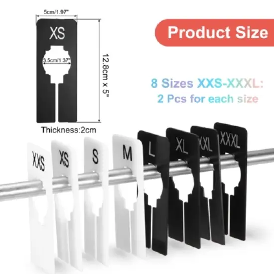 Unique Bargains Reusable Rectangle Clothes Dividers Blank Labels 16 Pcs White/Black image {1}