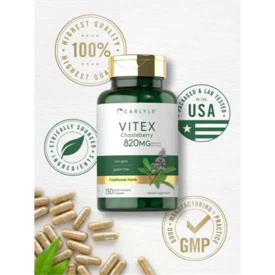 Carlyle Vitex Chasteberry Supplement 820mg | 150 Capsules image {5}