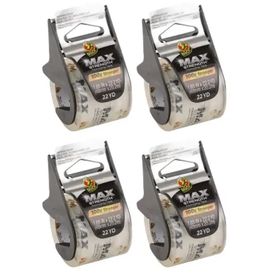 Duck Max Strength Clear Packing Tape, 3 Rolls With Dispensers, 1.88 Inch x 22 Yards Each image {5}