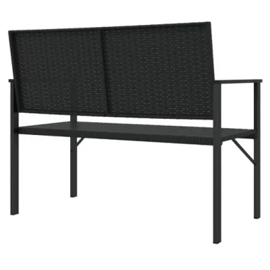 vidaXL Loveseat Settee Bench Outdoor Wicker Loveseat Rattan Chair Poly Rattan - Black No Cushion image {4}