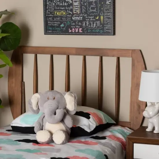 Norman Wood Headboard Walnut - Baxton Studio image {2}