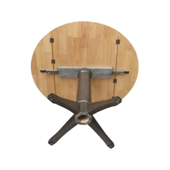 42" Alexandra Round Top Dual Drop Leaf Pedestal Dining Table Hickory/Washed Coal - International Concepts image {6}