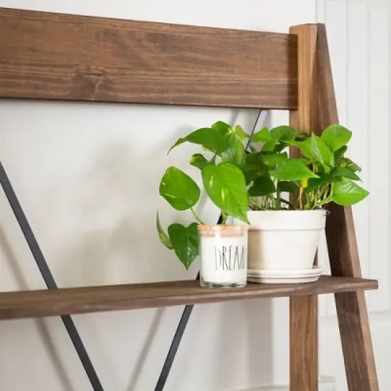 68.25" Boho 4 Tier Solid Wood Ladder Bookshelf Plant Stand - Saracina Home image {4}