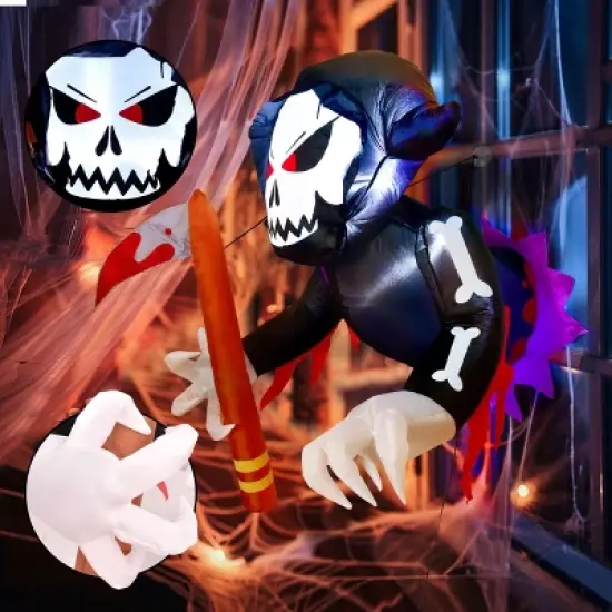 3.5FT Halloween Decorations Outside - Inflatable Decor Outdoor Window Breaker Skeleton Grim Reaper Build-in LED for Decoration Party Decor image {1}