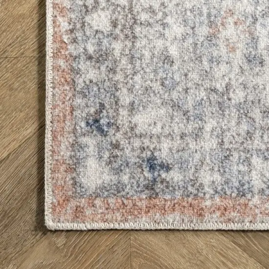 nuLOOM Jacquie Machine Washable Vintage Floral Area Rug image {4}