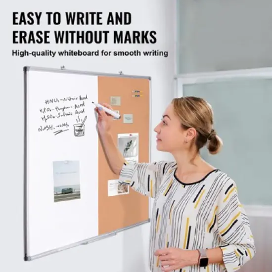 VEVOR 48"x 36" Whiteboard & Cork Board Combo with Aluminum Frame &ndash; 2-in-1 Magnetic Dry Erase Bulletin Board for Wall Mount image {3}