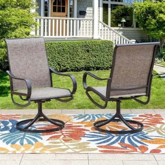 5pc Patio Dining Set with 28" Square Gas Fire Pit Table & Swivel Arm Chairs - Captiva Designs: Outdoor Seating, Rust-Resistant image {2}