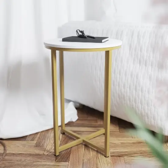 Flash Furniture Hampstead Collection End Table - Modern Laminate Accent Table with Crisscross Frame image {1}