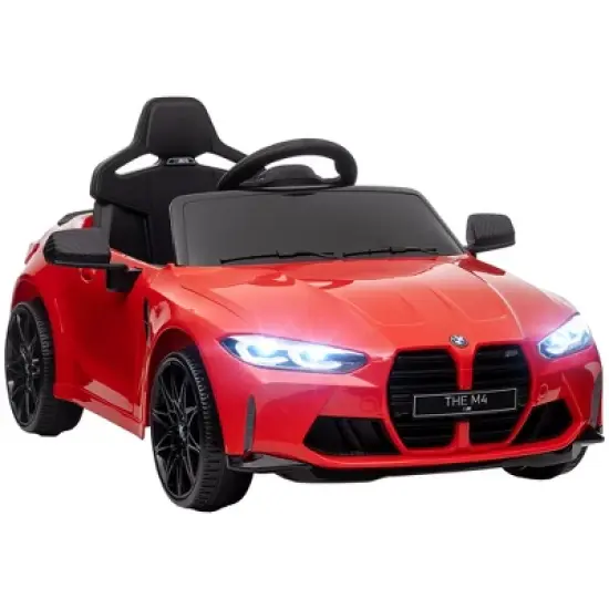 Qaba BMW M4 Licensed Kids Electric Car, 12V Ride on Car with Remote Control, Suspension, Handle Attachment, LED Lights, Music, Soft Start image {6}
