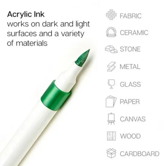 KINGART Acrylic Brush Tip Markers, 24 Metallic Colors image {4}