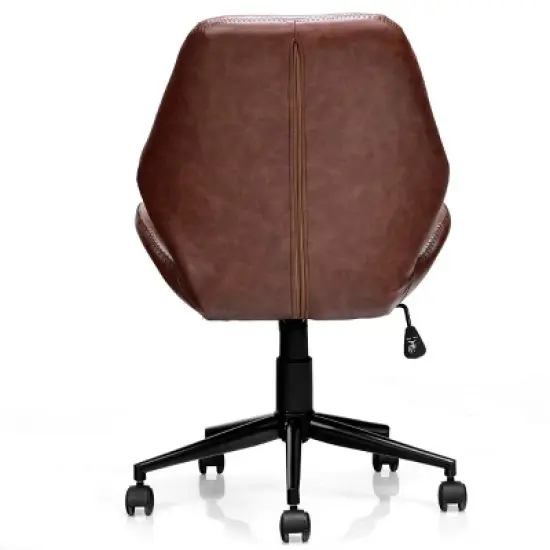 Office Home Leisure Chair Mid-Back Upholstered Swivel Height Adjustable Rolling image {7}