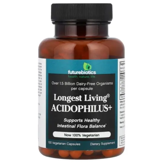 Futurebiotics Longest Living Acidophilus+, 100 Vegetarian Capsules image {2}