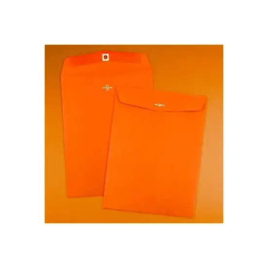 JAM Paper 10 x 13 Open End Catalog Colored Envelopes with Clasp Closure Orange Recycled 50/Pack image {3}
