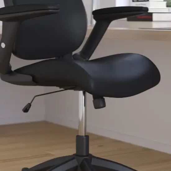 Merrick Lane High-Back Black Faux Leather Executive Swivel Office Chair with Molded Foam Seat and Adjustable Arms image {2}