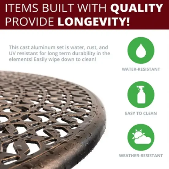 Kinger Home 5-Piece Outdoor Patio Dining Set for 4, Cast Aluminum Patio Furniture Table And Chairs with Cushions image {5}