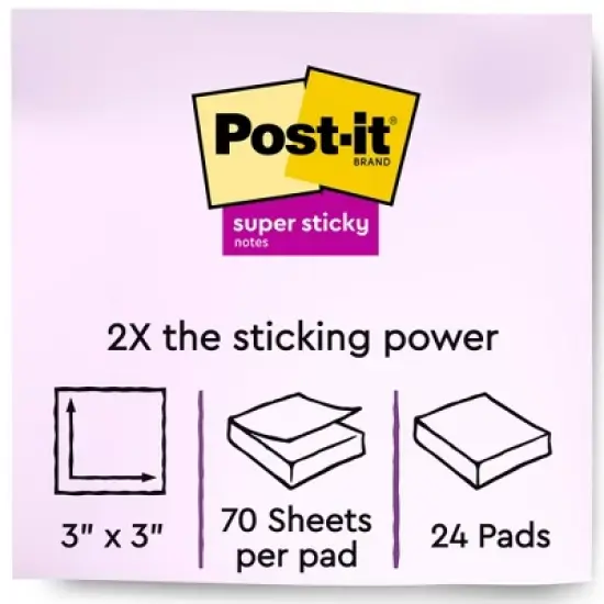 Post-it&reg; Super Sticky Notes - Summer Joy Collection - 3" x 3" Plain, 24-Pack image {2}