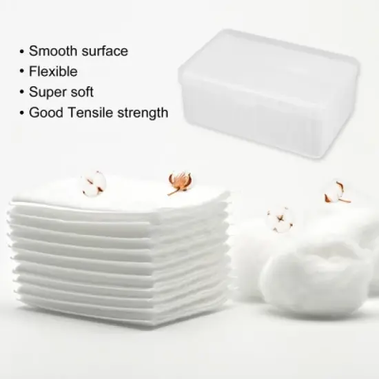 Unique Bargains Pack of 200pcs Makeup Cotton Pads Facial Lip Eye Makeup Remover Pads Soft Gentle Makeup Tools White image {2}