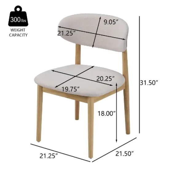 Christopher Knight Home Bulwarth Mid-Century Modern Rubberwood Upholstered Dining Chair with Curved Back (Set of 2) image {2}